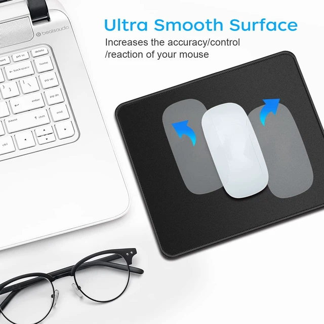 Alt view image 6 of 7 - 3 Pack Standard Mouse Pad with Stitched Edges, 10.3x8.3in, Black