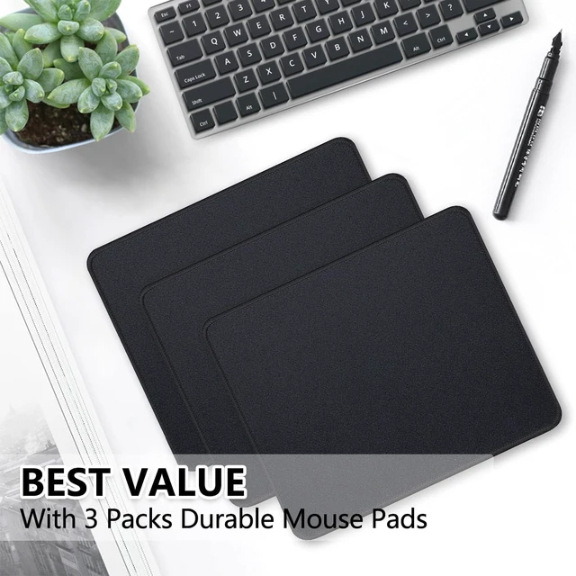 Alt view image 2 of 7 - 3 Pack Standard Mouse Pad with Stitched Edges, 10.3x8.3in, Black