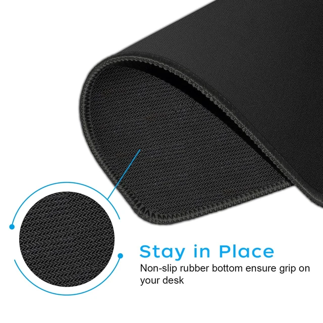 Alt view image 7 of 7 - 3 Pack Standard Mouse Pad with Stitched Edges, 10.3x8.3in, Black