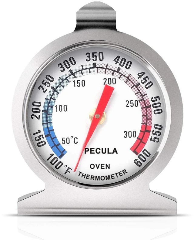 Main image of Stainless Steel Oven Thermometer 50-300C/100-600F Analog Instant Read Battery-Free with Hook & Stand for Oven Grill Smoker Fryer