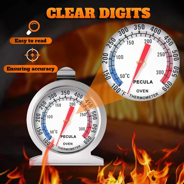 Alt view image 7 of 7 - Stainless Steel Oven Thermometer 50-300C/100-600F Analog Instant Read Battery-Free with Hook & Stand for Oven Grill Smoker Fryer