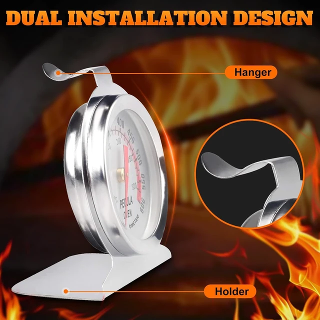 Alt view image 5 of 7 - Stainless Steel Oven Thermometer 50-300C/100-600F Analog Instant Read Battery-Free with Hook & Stand for Oven Grill Smoker Fryer