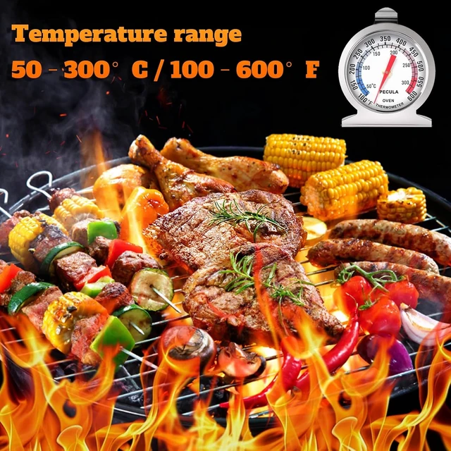 Alt view image 3 of 7 - Stainless Steel Oven Thermometer 50-300C/100-600F Analog Instant Read Battery-Free with Hook & Stand for Oven Grill Smoker Fryer
