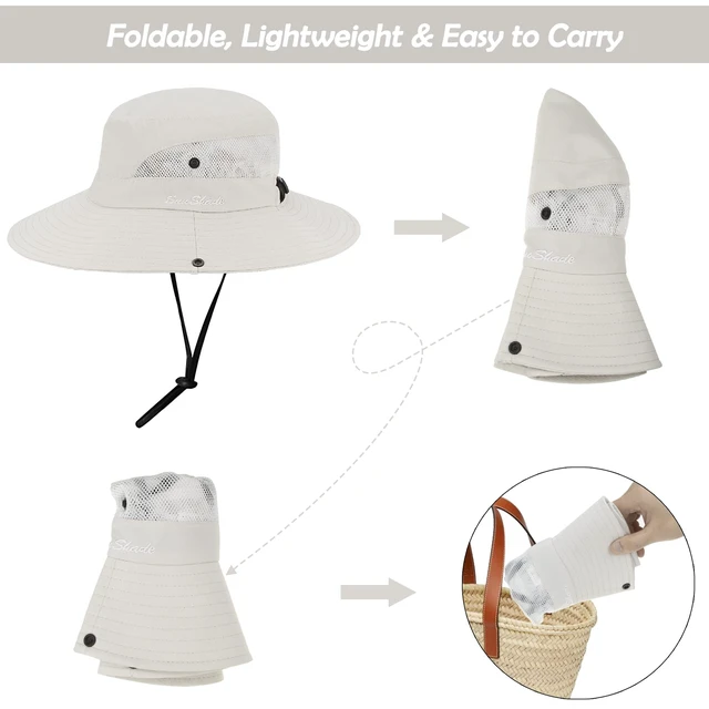 Alt view image 5 of 7 - Women'S UV Protection Wide Brim Foldable Sun Hat with Ponytail Hole