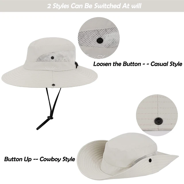 Alt view image 6 of 7 - Women'S UV Protection Wide Brim Foldable Sun Hat with Ponytail Hole