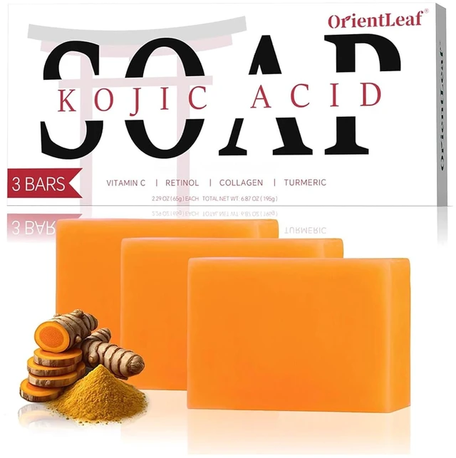 Main image of ORIENTLEAF Kojic Acid Soap & Turmeric Soap Bar 3 Pack for Dark Spots