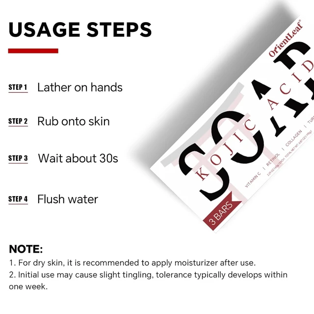 Alt view image 4 of 6 - ORIENTLEAF Kojic Acid Soap & Turmeric Soap Bar 3 Pack for Dark Spots