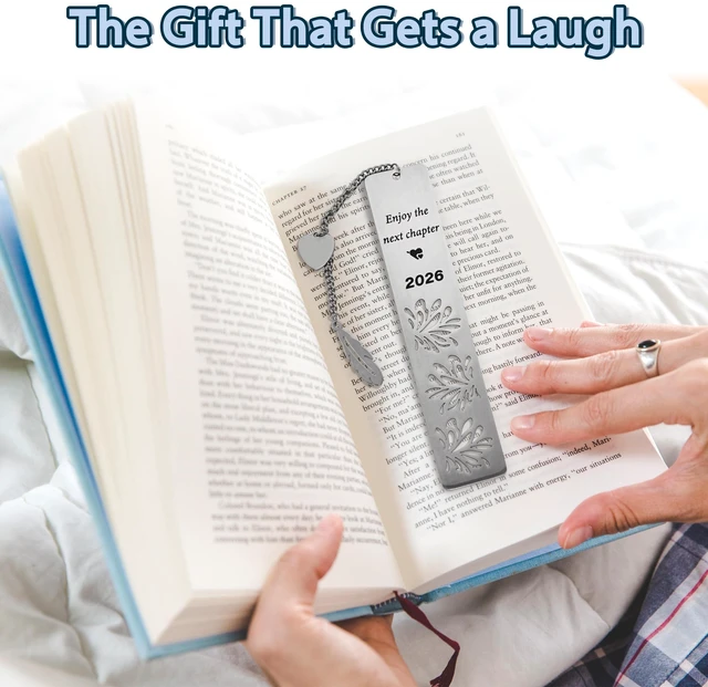 Alt view image 4 of 6 - Stainless Steel Bookmark Enjoy the Next Chapter, Retirement Gifts 2026, Graduation Gifts, Teacher Appreciation Gift, for Women Men, Silver