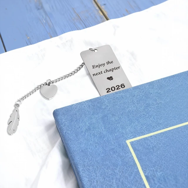 Alt view image 3 of 6 - Stainless Steel Bookmark Enjoy the Next Chapter, Retirement Gifts 2026, Graduation Gifts, Teacher Appreciation Gift, for Women Men, Silver