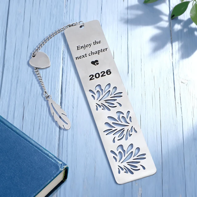 Alt view image 2 of 6 - Stainless Steel Bookmark Enjoy the Next Chapter, Retirement Gifts 2026, Graduation Gifts, Teacher Appreciation Gift, for Women Men, Silver