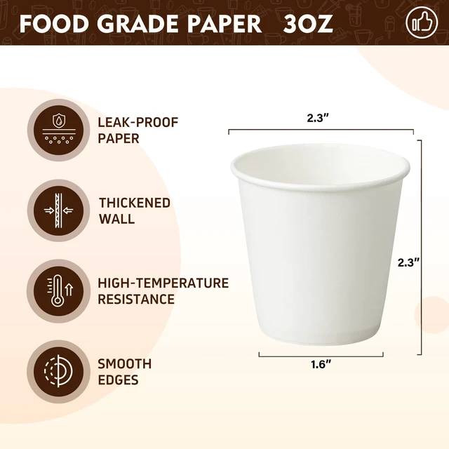 Alt view image 2 of 6 - YEEHAW 3oz 100 Pack Small White Disposable Paper Cups