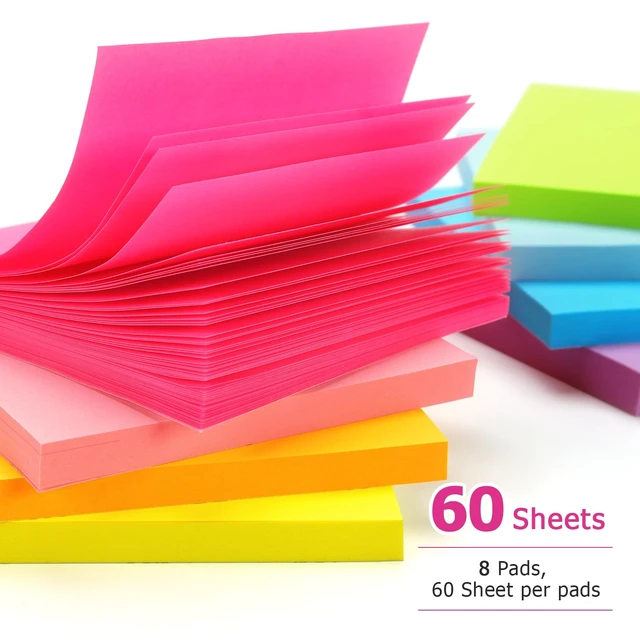 Alt view image 3 of 7 - Early Buy Sticky Notes, 3in x 3in, 8 Bright Colors, 8 Pads, 55 Sheets/Pad