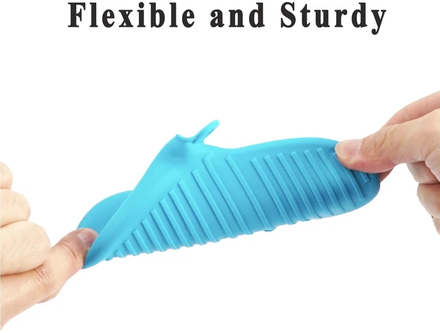 Alt view image 5 of 7 - Vaincre 4-Pack Heat Resistant Silicone Oven Mitts and Potholders, Blue & Green