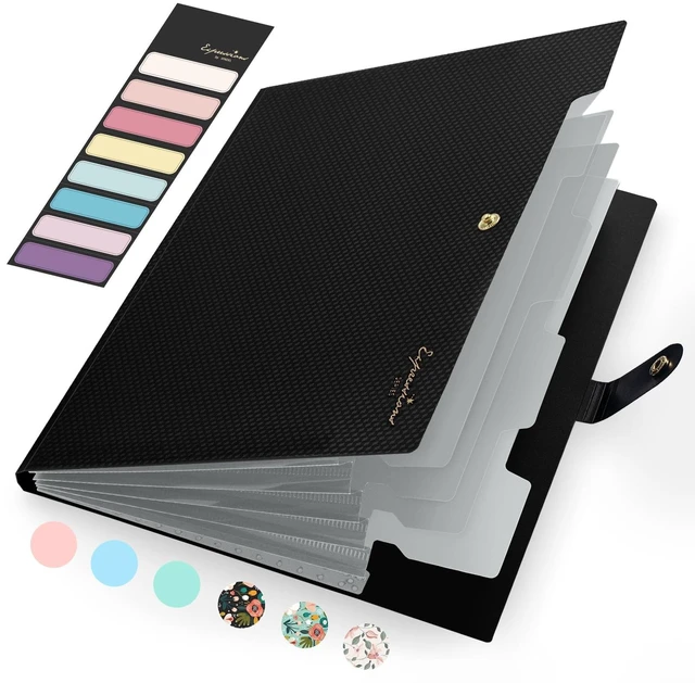 Main image of Sooez Accordion File Organizer, 5-Pocket Expanding File Folder with Label