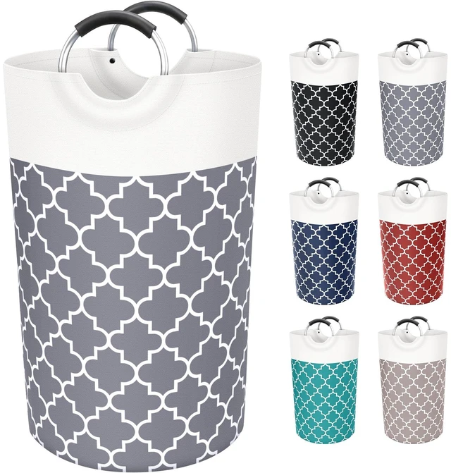Main image of 82L Tall Collapsible Laundry Basket Hamper with Handles for Dorm Grey