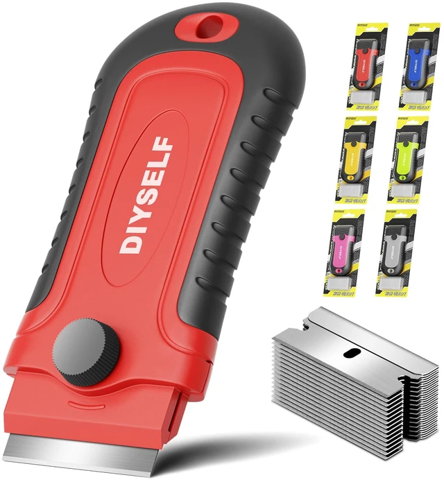 Main image of DIYSELF 1 Pack Razor Blade Scraper with 15 Extra Blades