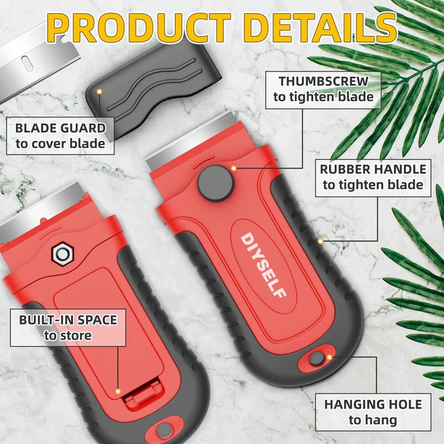 Alt view image 6 of 6 - DIYSELF 1 Pack Razor Blade Scraper with 15 Extra Blades