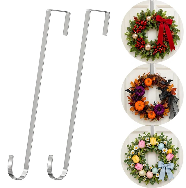 Main image of 2 Pack Over the Door Wreath Hangers for Front Door Christmas Decor