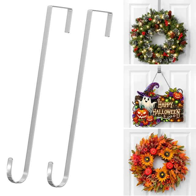 Alt view image 3 of 7 - 2 Pack Over the Door Wreath Hangers for Front Door Christmas Decor