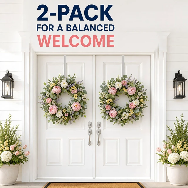 Alt view image 6 of 7 - 2 Pack Over the Door Wreath Hangers for Front Door Christmas Decor