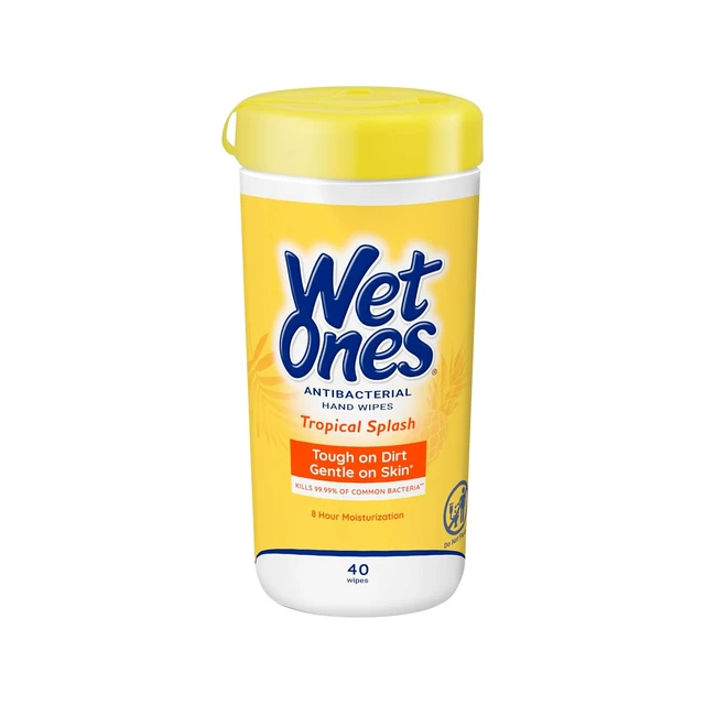 Main image of Wet Ones Antibacterial Hand Wipes Tropical Splash, 40 Count Canister (1 Pack)