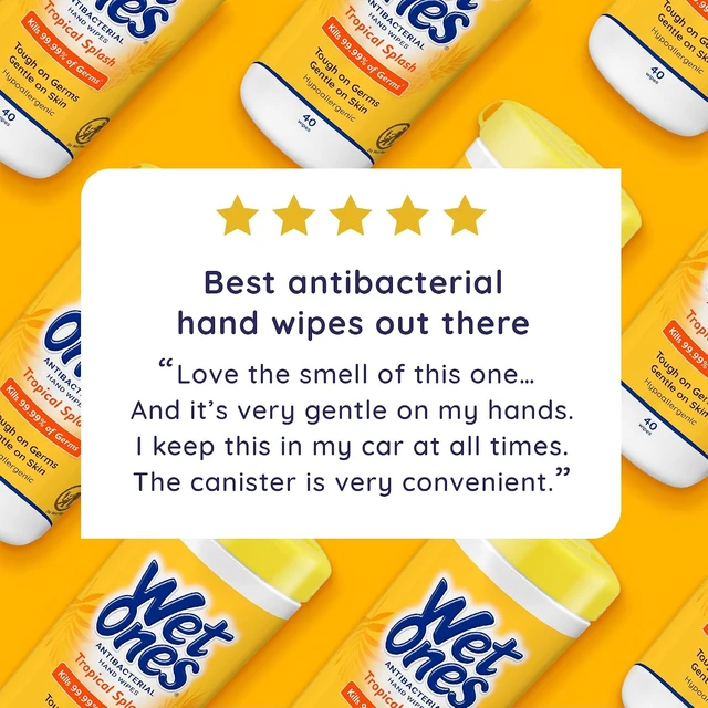 Alt view image 2 of 6 - Wet Ones Antibacterial Hand Wipes Tropical Splash, 40 Count Canister (1 Pack)