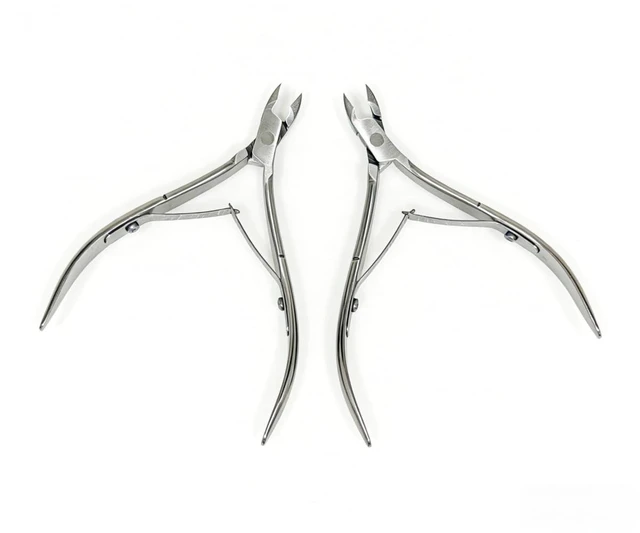 Main image of Olgamo Professional Stainless Steel Cuticle Nippers, Trimmer and Cutter for Fingernails and Toenails, Gold, 2 Pack (Silver)