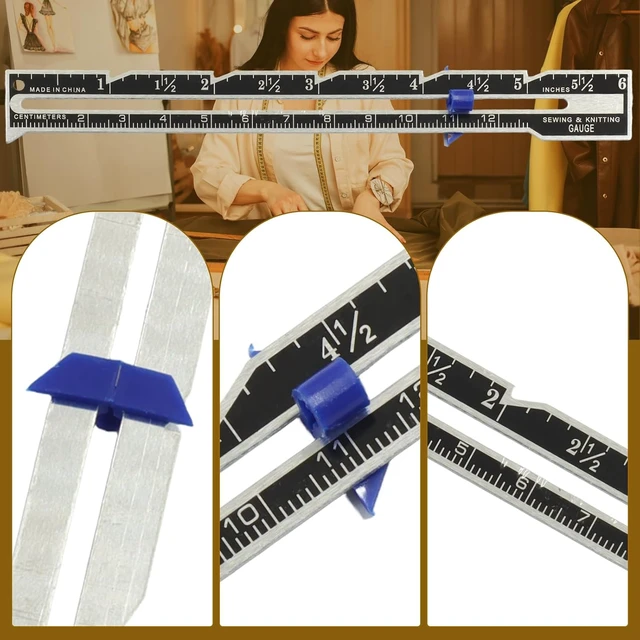 Alt view image 2 of 7 - Sliding Gauge Sewing Ruler, 6-Inch, Black Plastic, 3-Pack
