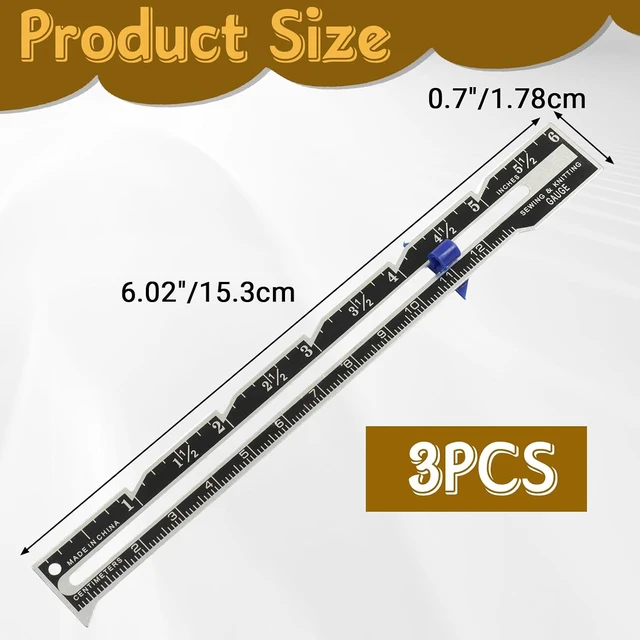 Alt view image 4 of 7 - Sliding Gauge Sewing Ruler, 6-Inch, Black Plastic, 3-Pack