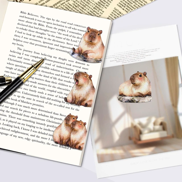 Alt view image 3 of 7 - 10Pcs Magnetic Bookmarks, Cute Hydrochoerus hydrochaeris Clips for Reading