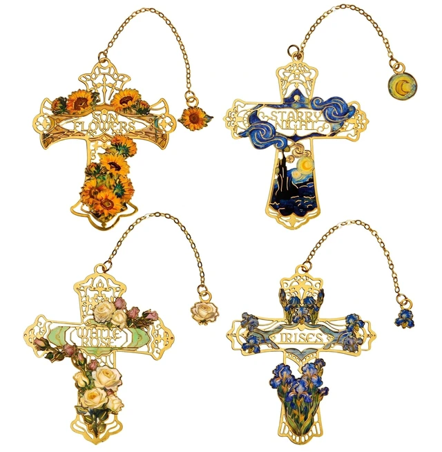 Main image of 4PCS Christian Vintage Van Gogh Arts Metal Bookmarks for Women