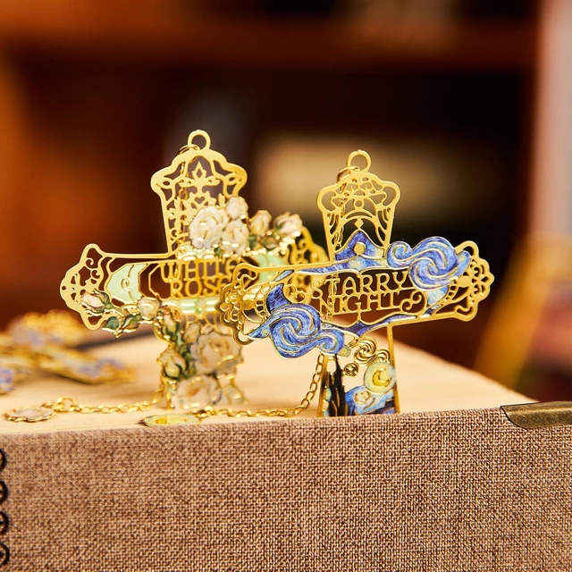 Alt view image 5 of 6 - 4PCS Christian Vintage Van Gogh Arts Metal Bookmarks for Women