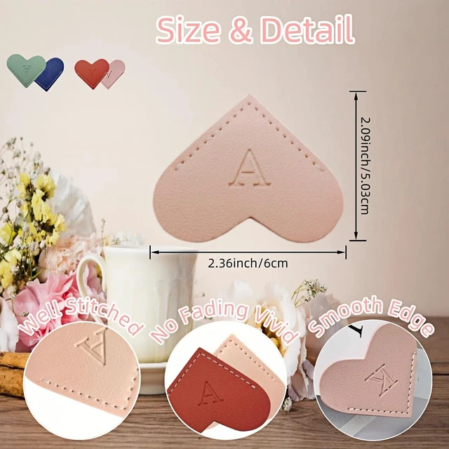 Alt view image 4 of 6 - Personalized Leather Heart Bookmarks With Initials, 26 Letters Custom Corner Bookmark for Women, Teacher, Student, Book Lovers, Meaningful Gift (Red Pink, F)