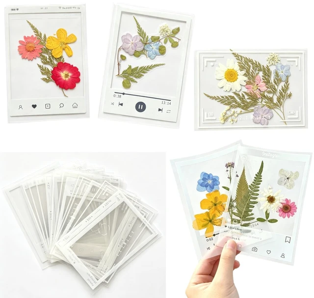Main image of Transparent Dried Flower Bookmarks, DIY Handmade Bookmark Kit, 40Pcs Clear Acrylic Photo Frame Page Markers, 20 Designs, 3.9" x 5.5" for Adults Kids Reading Lovers