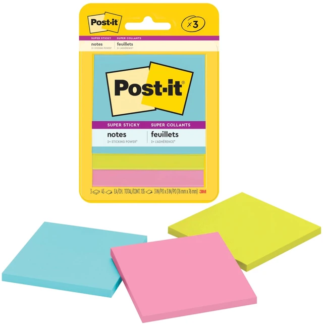 Main image of Post-it Super Sticky Notes 3 Pads 3x3in. Supernova Neons Collection