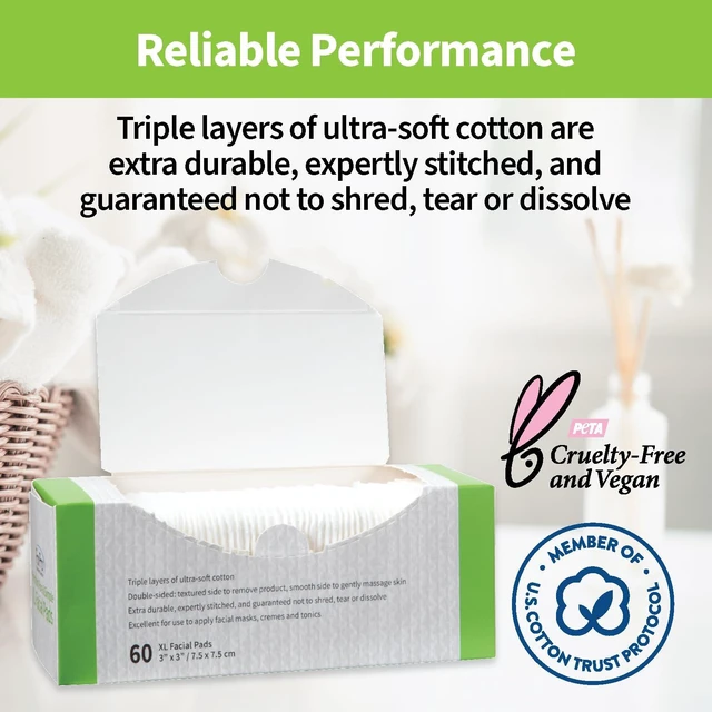 Alt view image 3 of 7 - ForPro Pure & Simple XL 3x3 Inch Facial Pads, 60 Count, Vegan & Cruelty-Free
