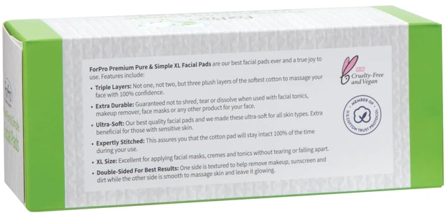 Alt view image 2 of 7 - ForPro Pure & Simple XL 3x3 Inch Facial Pads, 60 Count, Vegan & Cruelty-Free
