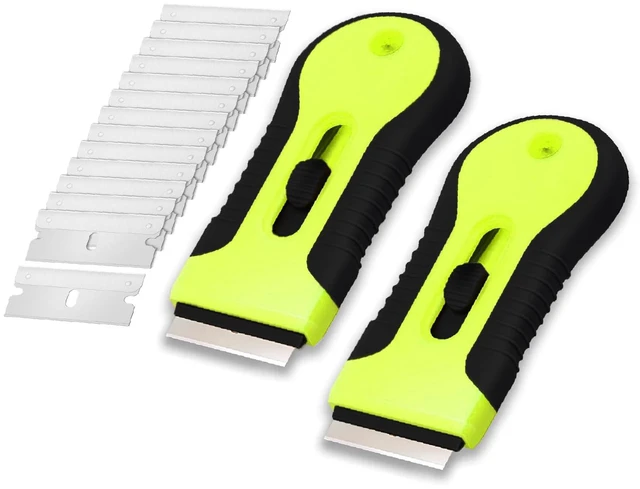 Main image of Bates Razor Blade Scraper Tool, 2 Pack, 30 Extra Stainless Steel Blades, Anti-Slip Ergonomic Handle Design, for Cleaning Window, Paint, Oven, Glass, Stove