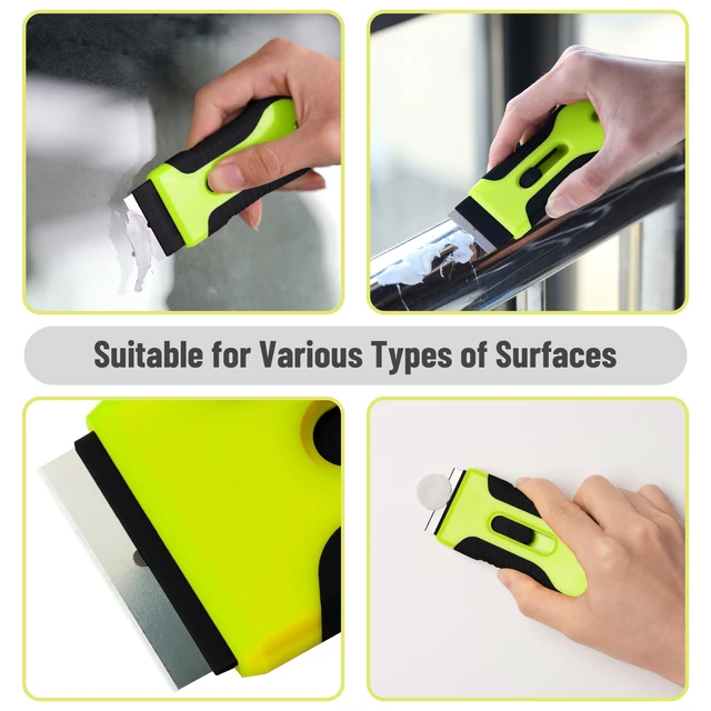 Alt view image 2 of 7 - Bates Razor Blade Scraper Tool, 2 Pack, 30 Extra Stainless Steel Blades, Anti-Slip Ergonomic Handle Design, for Cleaning Window, Paint, Oven, Glass, Stove