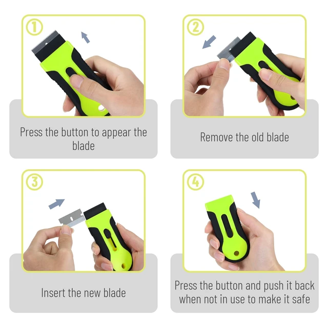 Alt view image 6 of 7 - Bates Razor Blade Scraper Tool, 2 Pack, 30 Extra Stainless Steel Blades, Anti-Slip Ergonomic Handle Design, for Cleaning Window, Paint, Oven, Glass, Stove
