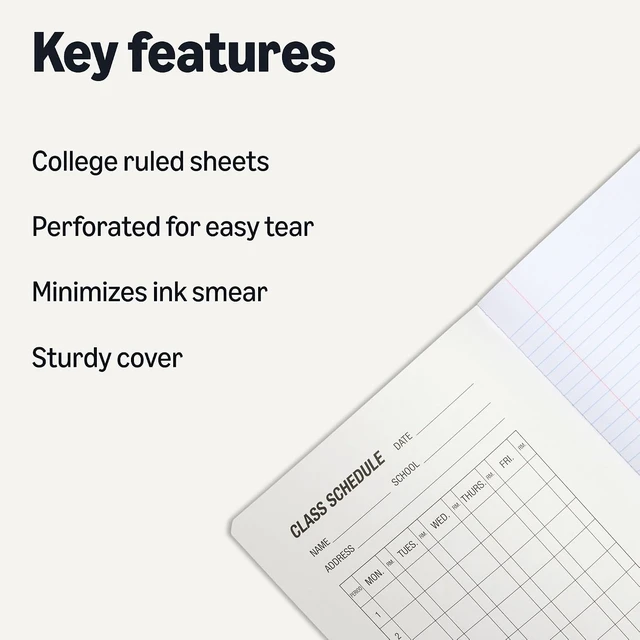 Alt view image 3 of 5 - Basics Composition Notebook, College Ruled, 100 Sheets, 9.75" x 7.5", Marble Black, Sturdy Cover