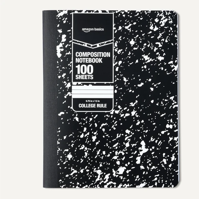 Alt view image 2 of 5 - Basics Composition Notebook, College Ruled, 100 Sheets, 9.75" x 7.5", Marble Black, Sturdy Cover