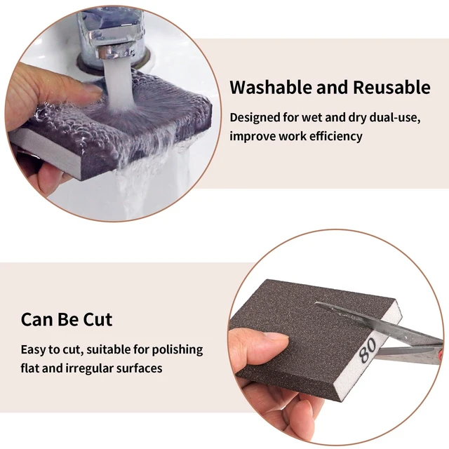 Alt view image 5 of 6 - 8 Pack Sanding Sponge Block, Wet Dry Sandpaper for Drywall and Wood