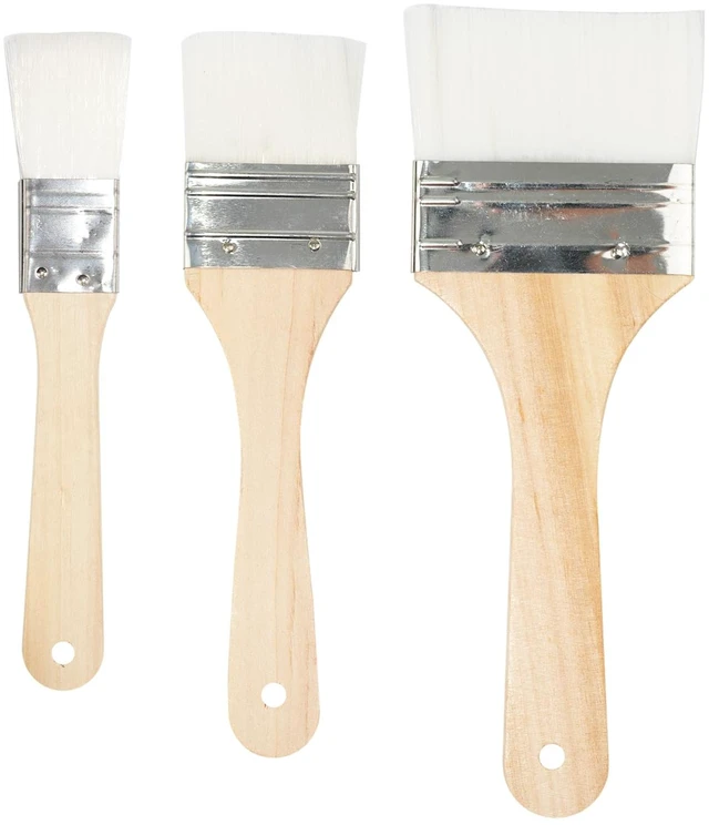 Main image of Set of 3 Chip Paint Brushes with Synthetic Bristles for Priming, Varnishing, Wood, Walls