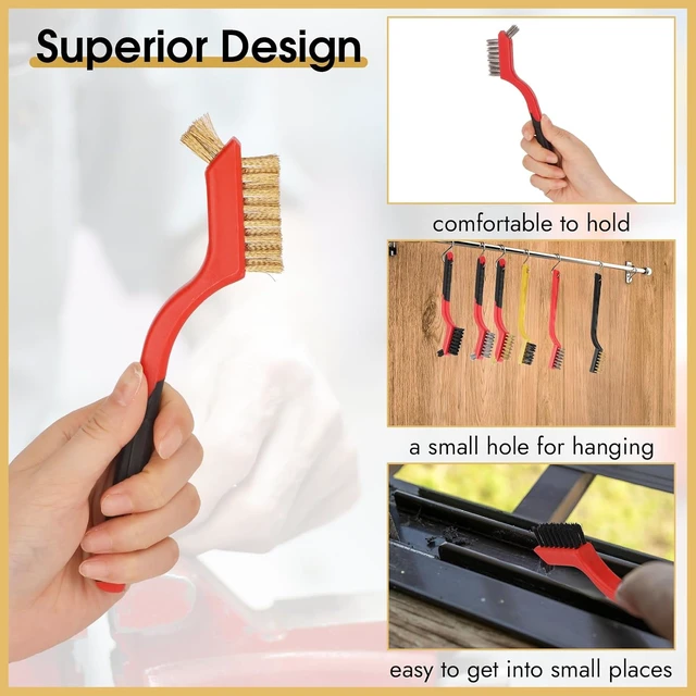 Alt view image 5 of 6 - Small Brass Steel Nylon Wire Brush Metal Rust Remover for Cleaning