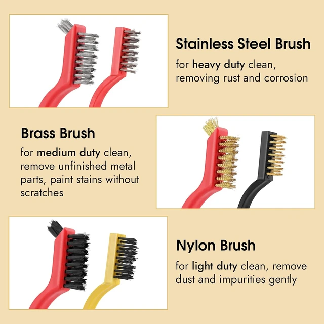 Alt view image 4 of 6 - Small Brass Steel Nylon Wire Brush Metal Rust Remover for Cleaning