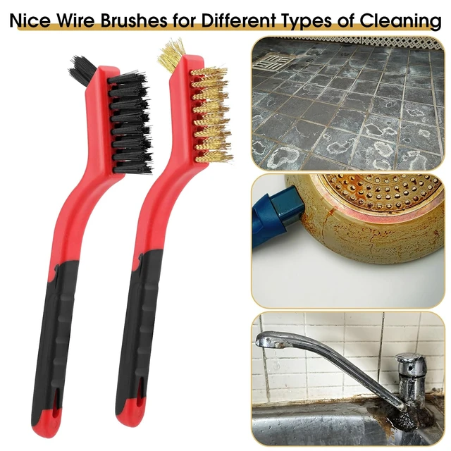 Alt view image 3 of 6 - Small Brass Steel Nylon Wire Brush Metal Rust Remover for Cleaning
