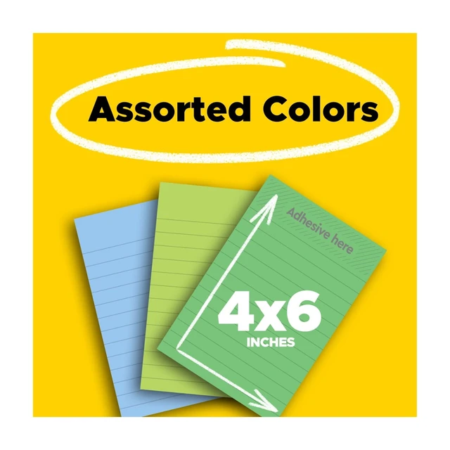Alt view image 5 of 5 - Post-it Super Sticky Notes, Lined, 4" x 6", Assorted Greens and Blues, 3 Pads