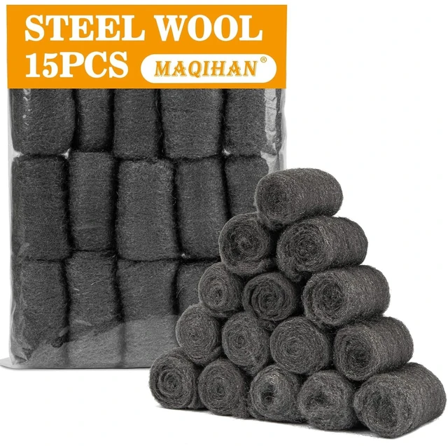 Main image of MAQIHAN 0000 15pcs Steel Wool Pads for Mice Control, Polishing, Cleaning