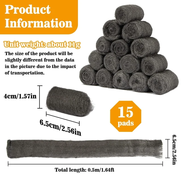 Alt view image 5 of 6 - MAQIHAN 0000 15pcs Steel Wool Pads for Mice Control, Polishing, Cleaning